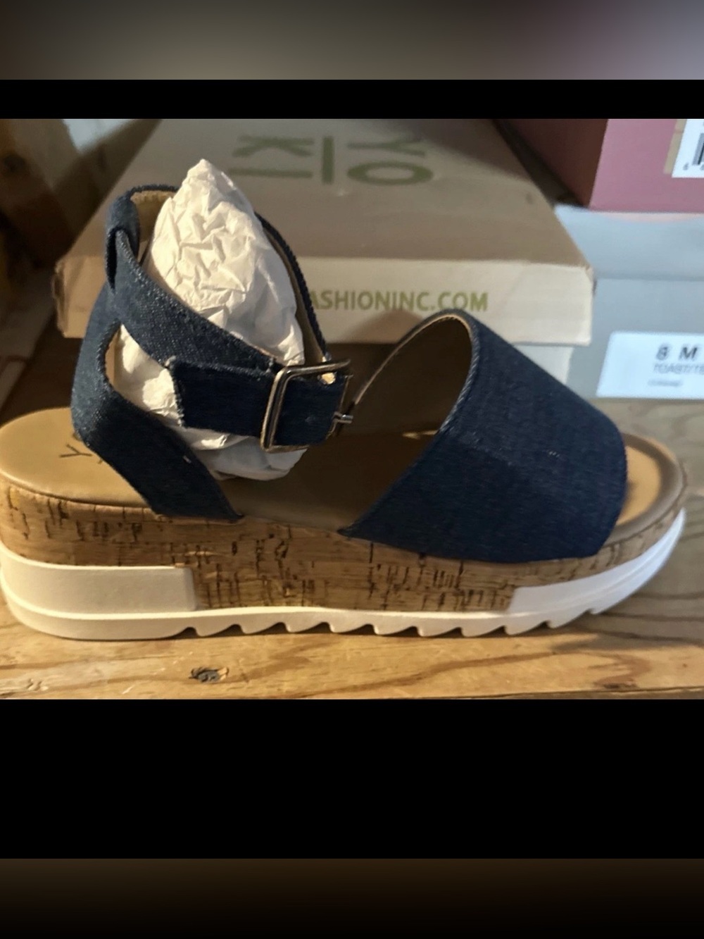 Yoki Womens Brenda-45 Platform Sandals Denim Blue Size 7.5 M US